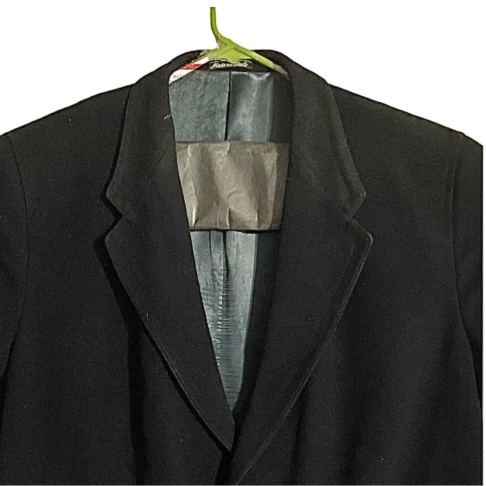 Giorgio Armani Vintage Wool Cashmere Dress Coat Black Size 44 Made in Italy